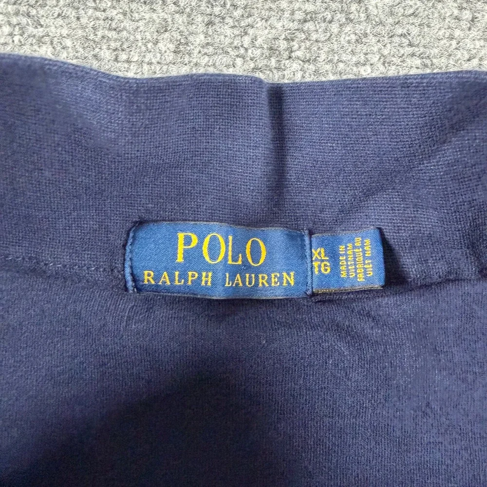 Polo Ralph Lauren Quarter Zip Mens XL Navy Blue Cotton Pullover Sweater